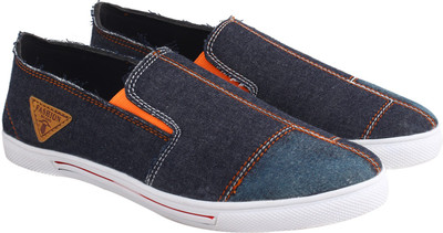 

Crunx Premium Denim Slip On Sneakers For Men(Navy