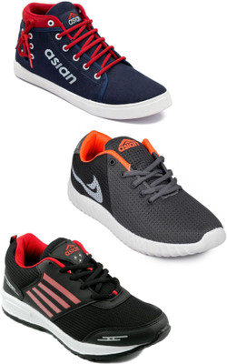 

Asian men's casual & sports shoes combo pack of 3 For Men(Multicolor