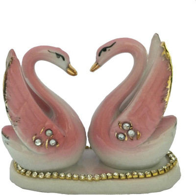 

DivyaMantra Vastu Feng Shui Love Birds Pair of Ceramic Swans Decor Gift Figurine Decorative Showpiece - 6.5 cm(Ceramic, Pink)