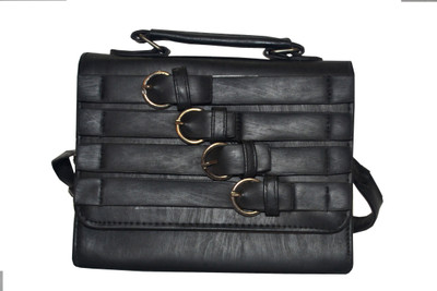 

ADORSY Girls Casual Black Leatherette Sling Bag