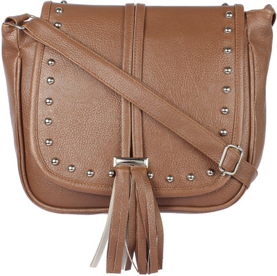 

SARA Women Casual Brown PU Sling Bag