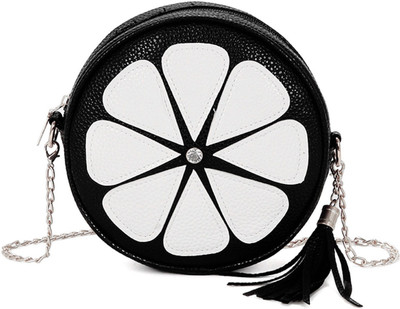 

BLINGG Women Casual Black, White Genuine Leather Hand-held Bag