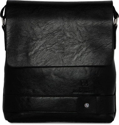 

Swiss Mountaineer Men & Women Formal Black Genuine Leather Sling Bag