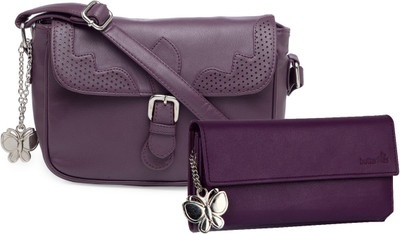 

Butterflies Women Casual Purple PU Sling Bag