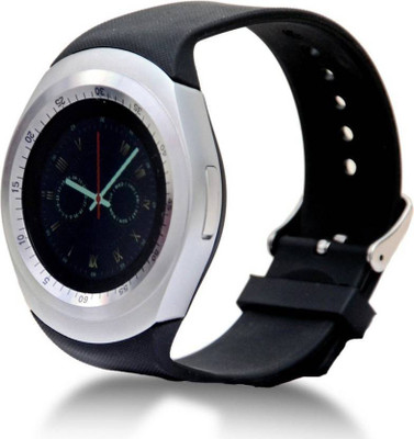 

Maxim Y1 Silver Fitness Tracker Smartwatch support Nano SIM Card and 32GB TF Card With Whatsapp and Facebook & Twitter APP Smartwatch(Black Strap Free Size)