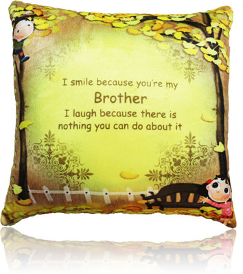 

Akshat Quote Printed White Cushion Cover 26X26 with Filler on Birthday Bhaidooj ,RAKSHABANDHAN - 4 cm(Yellow)