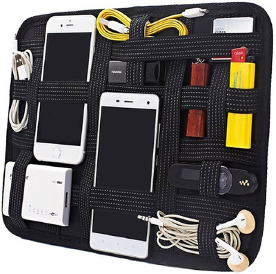 

PackNBuy Grid Pad with Black Color Zipped Pouch Electronics Cosmetics Tool Organizer Bag(Black)
