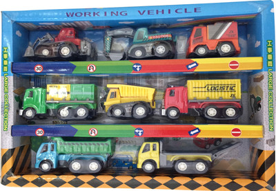 

Hariom Enterprise transport working vehicle 8 pcs Different kind of Trucks for kids, toys(Multicolor)