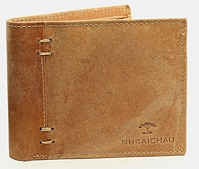NUKAICHAU Men Brown Genuine Leather Wallet(6 Card Slots)