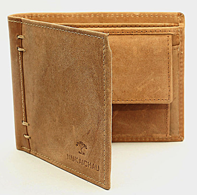 

NUKAICHAU Men Khaki Genuine Leather Wallet(6 Card Slots), Brown
