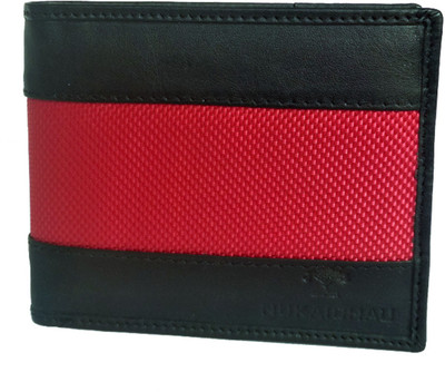 

NUKAICHAU Men Black Genuine Leather Wallet(6 Card Slots), Red