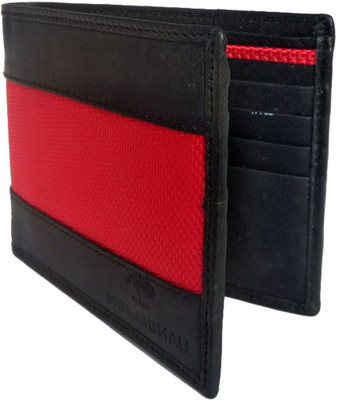 

NUKAICHAU Men Red Genuine Leather Wallet(6 Card Slots), Black