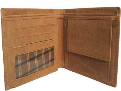 NUKAICHAU Men Khaki Genuine Leather Wallet(6 Card Slots), Brown