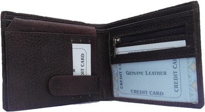 

UNIQUS Men Brown Genuine Leather Wallet(11 Card Slots), Bargundi;dark brown