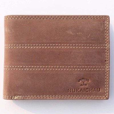 

NUKAICHAU Men Brown Genuine Leather Wallet(6 Card Slots)