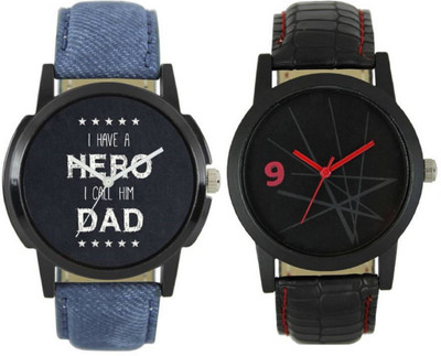 

MAPA STYLE Attractive Stylish Lorem Genium Blue & Black Leather Strap 2 Combo Boys & Mens Analog Watch MPSTYLE 077 Watch - For Men