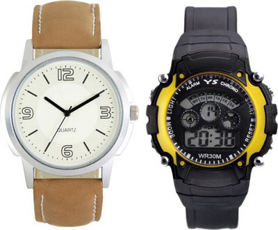 

Frolik 133 Latest Analogue And 7 Light Yellow Digital Men And Kids Watch - For Boys