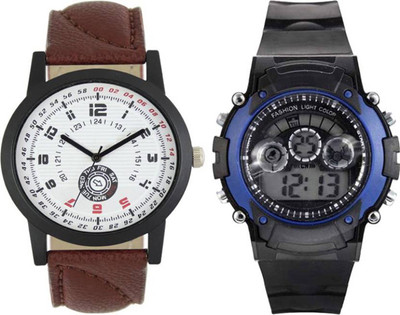 

Frolik 119 Latest Analogue And 7 Light Blue Digital Men And Kids Watch - For Boys
