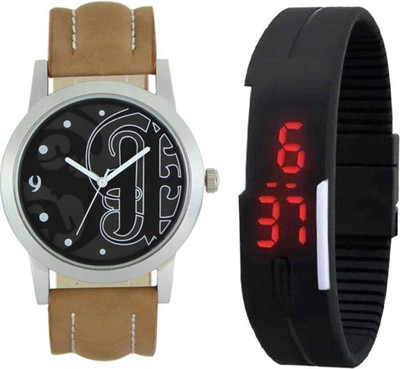 

Frolik 127 Brown Latest Analogue And Digital Black LED Men And Kids Watch - For Boys