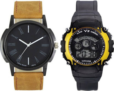 

Frolik 138 Latest Analogue And 7 Light Yellow Digital Men And Kids Watch - For Boys