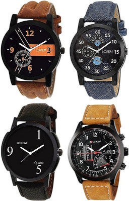

Stallion7 Analog Leather Strap Multi-Color Dial combo of 4 Wrist Watch - For Boys