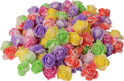 

Vardhman 25 Pieces Artificial Foam Double Shade Rose Flowers for Decoration purposes,Gift Packaging, Tiaras, Bouquets, Multicolor, size 4 x 4 x 2.5 cm