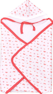 

Orange and Orchid Self Design  Hooded Baby Blanket(Cotton, Red