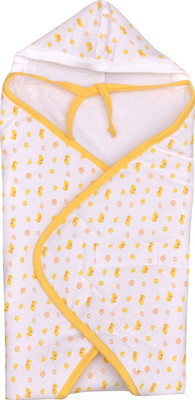 

Orange and Orchid Self Design  Hooded Baby Blanket(Cotton, Yellow