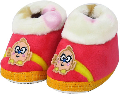 

VLS Lifestyle (0-12 M) Velvet Plain Socks Booties(Toe to Heel Length - 11 cm TOMATO)