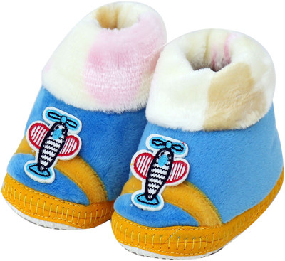 

VLS Lifestyle (0-12 M) Velvet Plain Socks Booties(Toe to Heel Length - 11 cm D.BLUE)