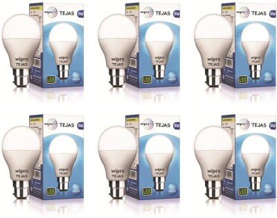 Wipro 9 W Standard B22 LED Bulb  (White, Pack of 6)