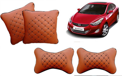 AUTO PEARL Beige Leatherite Car Pillow Cushion for Hyundai(Rectangular, Pack of 4)