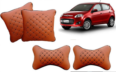 AUTO PEARL Beige Leatherite Car Pillow Cushion for Fiat(Rectangular, Pack of 4)