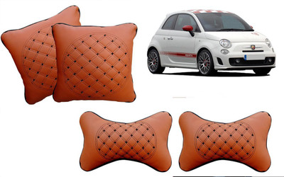 AUTO PEARL Beige Leatherite Car Pillow Cushion for Fiat(Rectangular, Pack of 4)