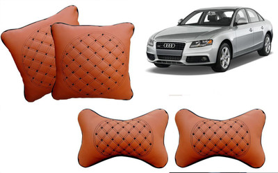 AUTO PEARL Beige Leatherite Car Pillow Cushion for Audi(Rectangular, Pack of 4)