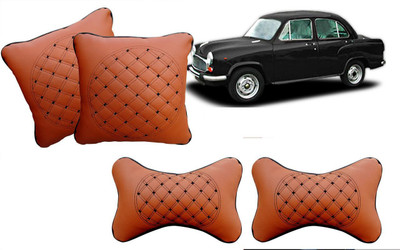 AUTO PEARL Beige Leatherite Car Pillow Cushion for HM(Rectangular, Pack of 4)