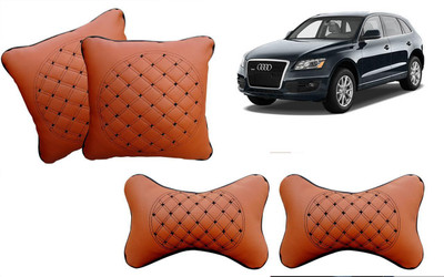 AUTO PEARL Beige Leatherite Car Pillow Cushion for Audi(Rectangular, Pack of 4)