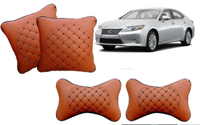 AUTO PEARL Beige Leatherite Car Pillow Cushion for Lexus(Rectangular, Pack of 4)