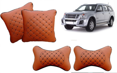 AUTO PEARL Beige Leatherite Car Pillow Cushion for Isuzu(Rectangular, Pack of 4)