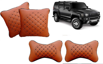 AUTO PEARL Beige Leatherite Car Pillow Cushion for HM(Rectangular, Pack of 4)