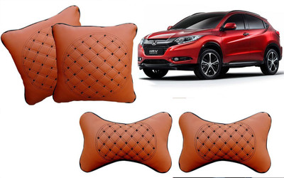 AUTO PEARL Beige Leatherite Car Pillow Cushion for Honda(Rectangular, Pack of 4)