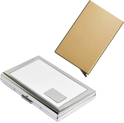 

Stealodeal Gold Automatic Pop-Up RFID Case With White Debit Cards Keeping 8 Card Holder(Set of 2, Gold, White)