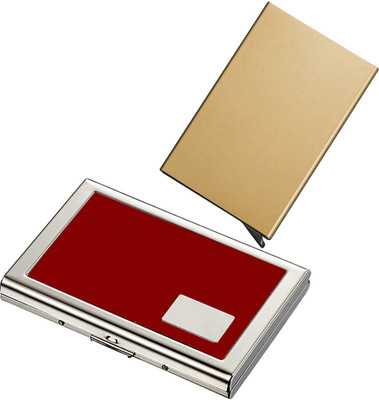 

Stealodeal Gold Automatic Pop-Up RFID Case With Red Debit Cards Keeping 8 Card Holder(Set of 2, Gold, Red)