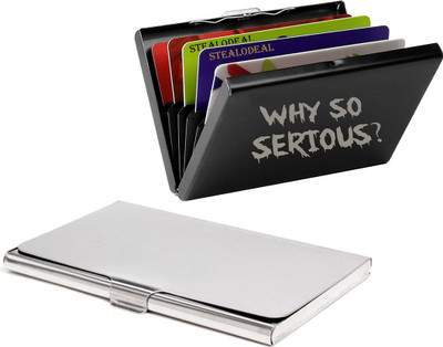 

Stealodeal Black Why So Serious With Silver Stainless Steel 6 Card Holder(Set of 2, Black, Silver)
