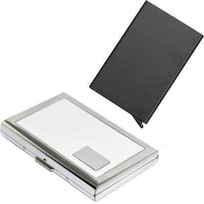 

Stealodeal Black Automatic Pop-Up RFID Case With White Debit Cards Keeping 8 Card Holder(Set of 2, Black, White)