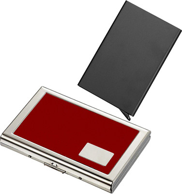 

Stealodeal Black Automatic Pop-Up RFID Case With Red Debit Cards Keeping 8 Card Holder(Set of 2, Black, Red)