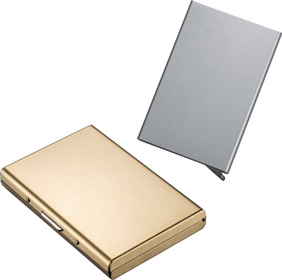

Stealodeal Silver Automatic Pop-Up RFID Case With Full Gold Bracket 8 Card Holder(Set of 2, Silver, Gold)