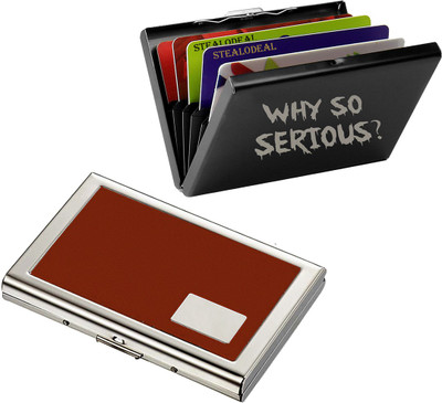 

Stealodeal Black Why So Serious With Brown-Silver Debit/Credit 6 Card Holder(Set of 2, Black, Brown)