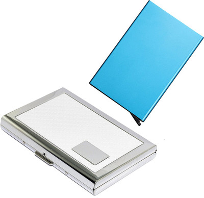 

Stealodeal Blue Automatic Pop-Up RFID Case With White Debit Cards Keeping 8 Card Holder(Set of 2, Blue, White)