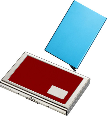 

Stealodeal Blue Automatic Pop-Up RFID Case With Red Debit Cards Keeping 8 Card Holder(Set of 2, Blue, Red)